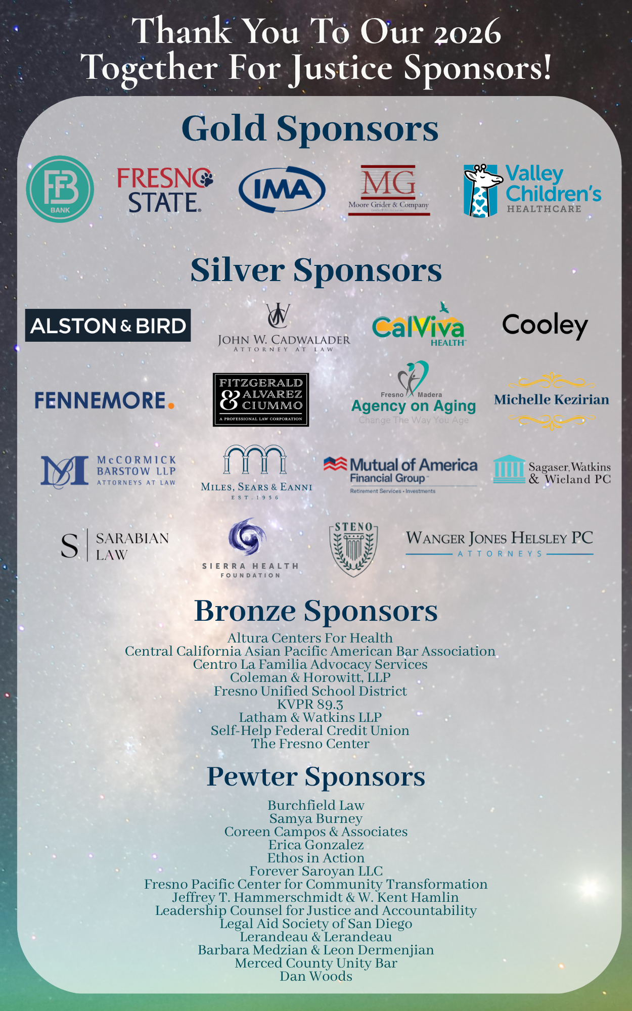 Sponsors of Together for Justice 2026